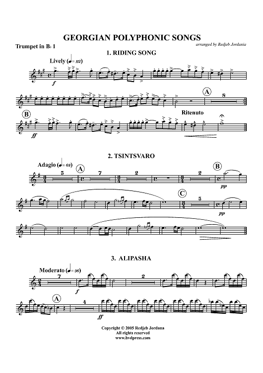 Georgian Polyphonic Songs - Trumpet 1 in Bb