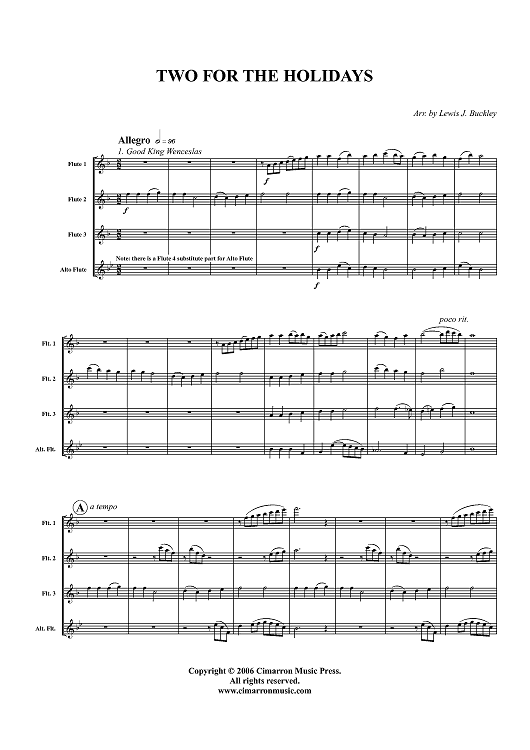 Two for the Holidays - Score