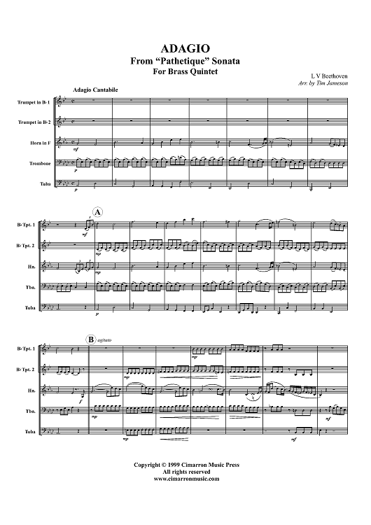 Adagio from "Pathetique" Sonata - Score