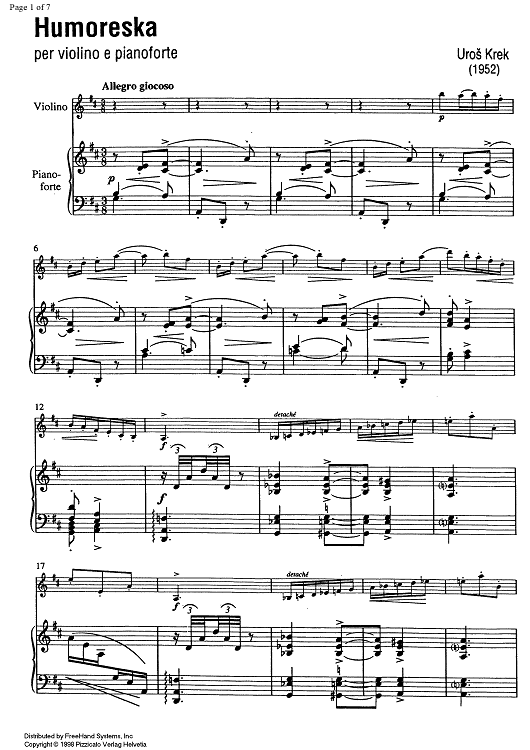 Humoreska - Score