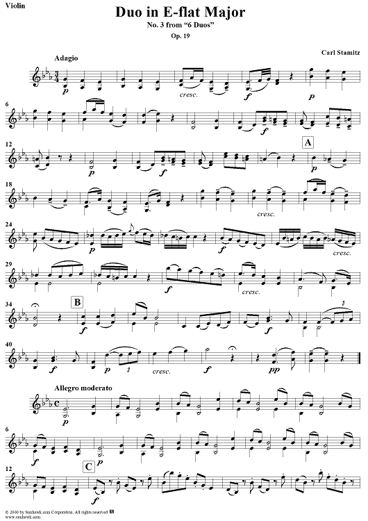 Duo No. 3 in E-flat Major - Violin