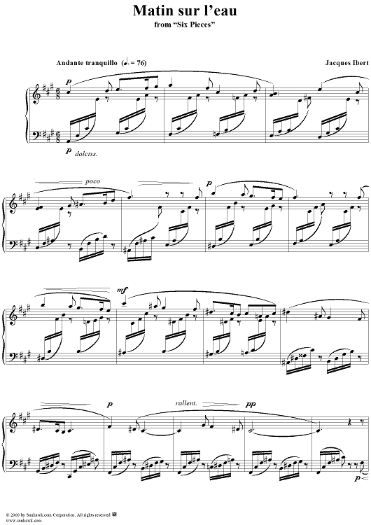 Six Pieces for Harp - Matin Sur L'eau