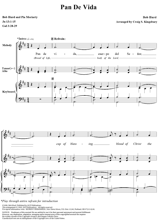 Pan de Vida - Score