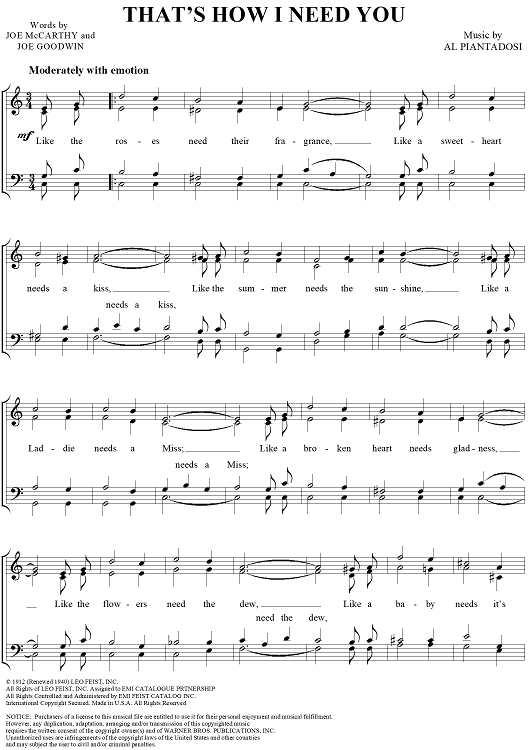 That's How I Need You