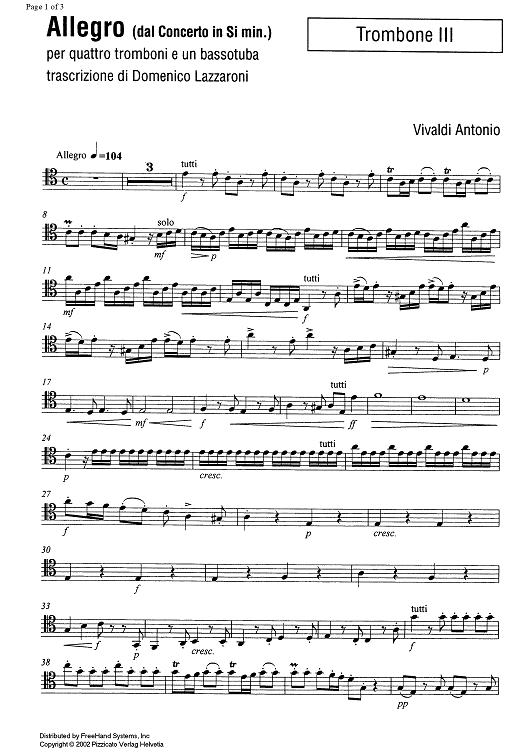 Allegro (from Concerto in B minor) - Trombone 3