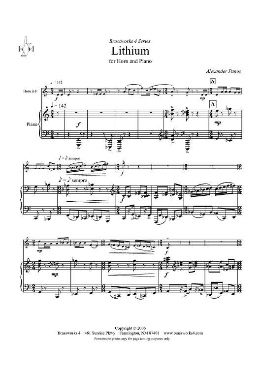 Lithium - Piano Score