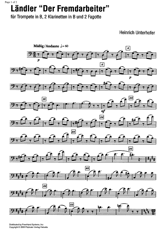 Ländler "Der Fremdarbeiter" - Bassoon