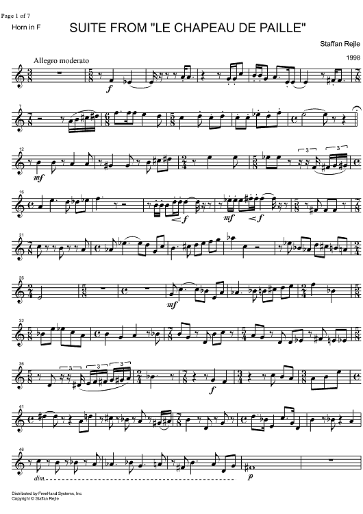 Suite from Le Chapeau de Paille - Horn in F