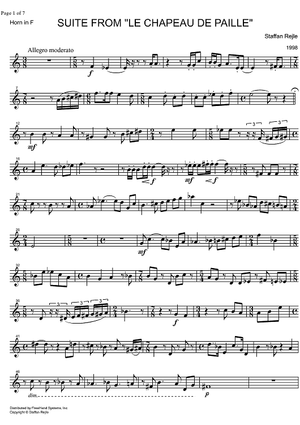 Suite from Le Chapeau de Paille - Horn in F