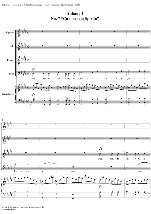 Mass No. 5 in A-flat Major, D678, No. 7: Anhang I - Cum sancto Spiritu