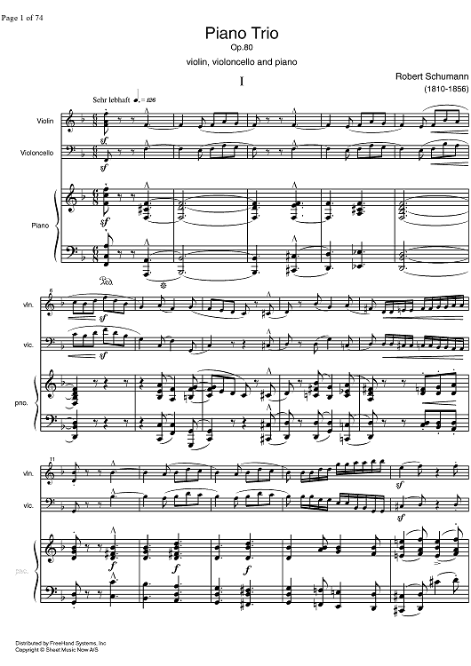 Piano Trio No. 2 f minor Op.80 - Score