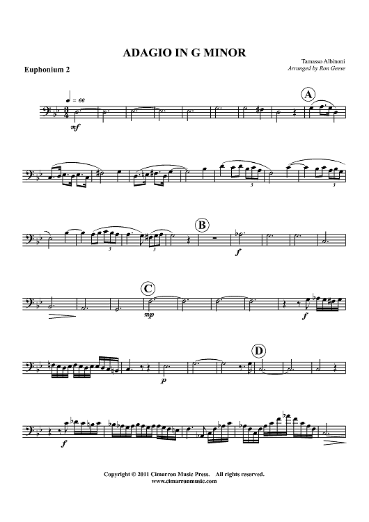 Adagio in G - Euphonium 2 BC/TC