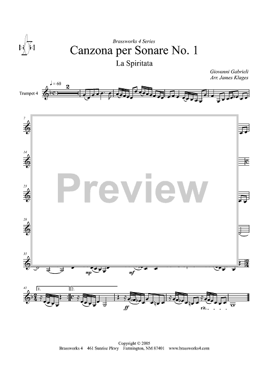 Canzona per Sonare No. 1 - Trumpet 4