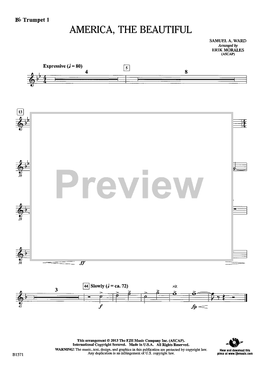 America, the Beautiful - Bb Trumpet 1