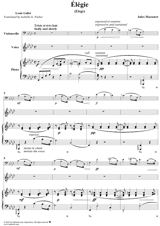 Elégie: "O doux printemps d'autrefois", No. 1 from "Mélodies", Vol. I - Score