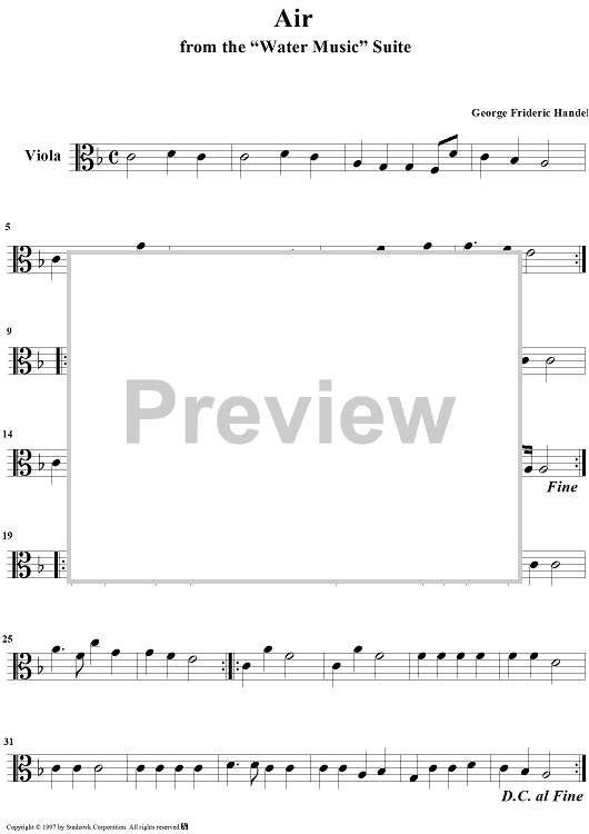 Water Music Suite No. 1 in F Major, No. 6: Air - Viola