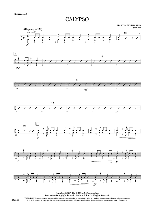 Calypso Drum Set" Sheet Music for String Orchestra Sheet Music Now