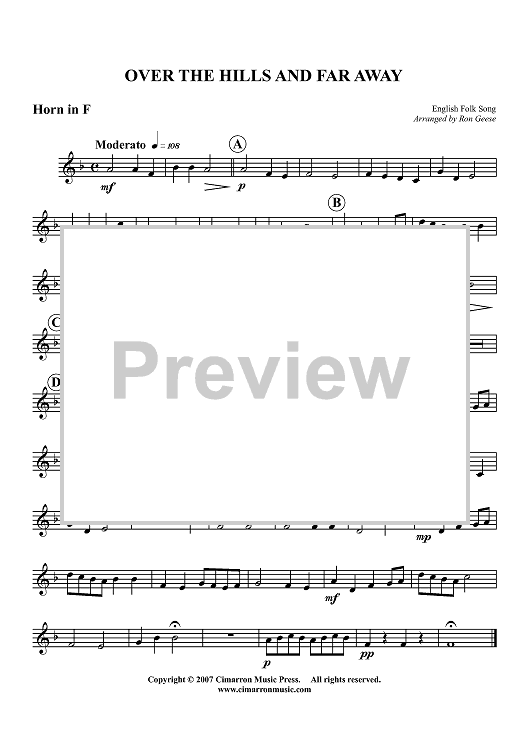 Over the Hills and Far Away - Horn in F