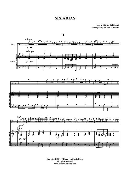 Six Arias - Piano Score
