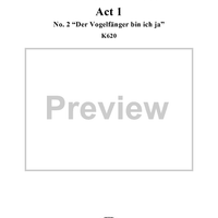 "Der Vogelfänger bin ich ja", No. 2 from  "Die Zauberflöte", Act 1 (K620) - Full Score