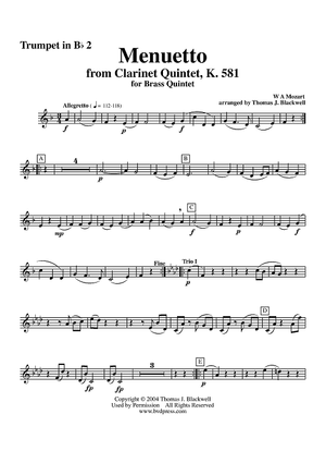Menuetto from Clarinet Quintet, K. 581 - Trumpet 2