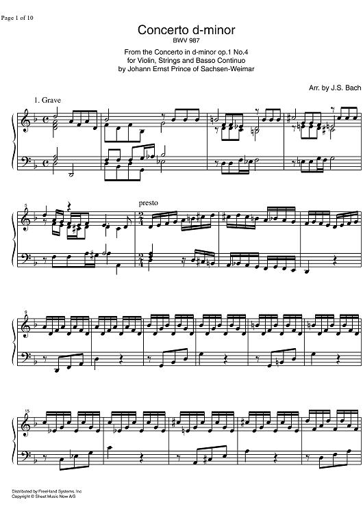 Concerto d minor BWV 987