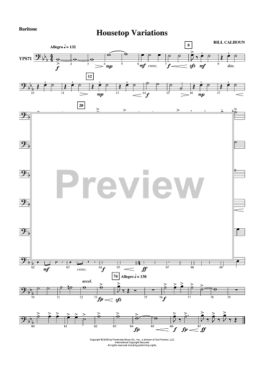 Housetop Variations - Baritone" Sheet Music for Concert Band - Sheet ...