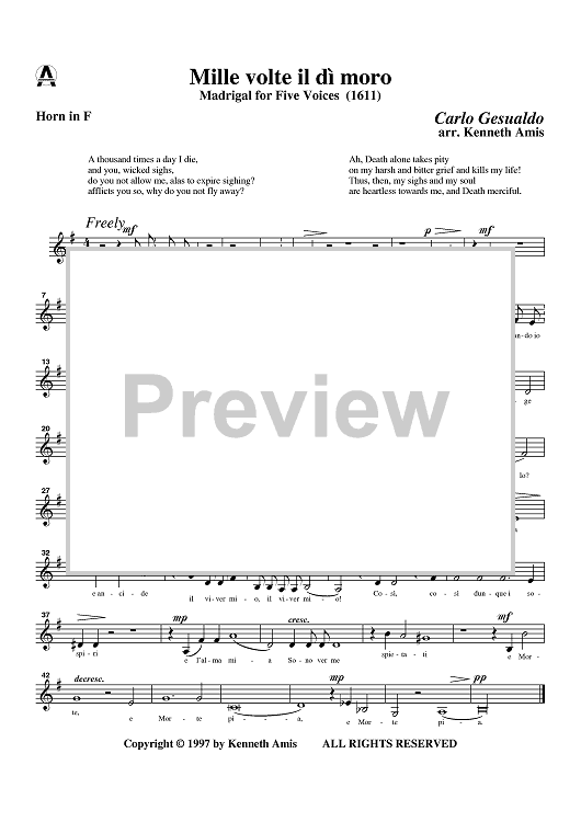 Mille volte il di moro - Horn in F