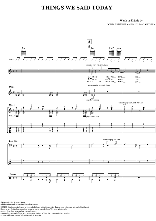 Things We Said Today