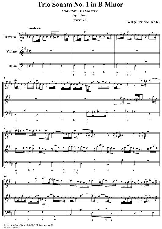 Trio Sonata no. 1 in B minor - op. 2, no. 1  (HWV386b)