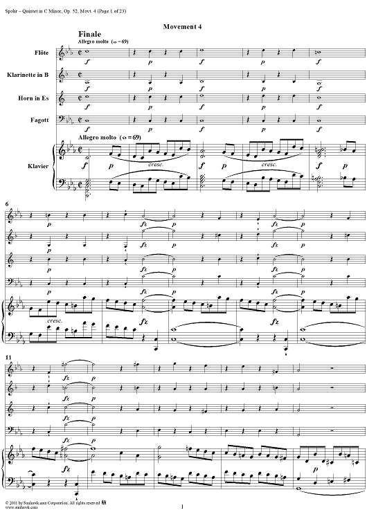 Quintet in C Minor, Movement 4 - Piano Score