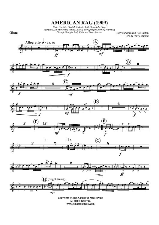 American Rag (1909) - Oboe