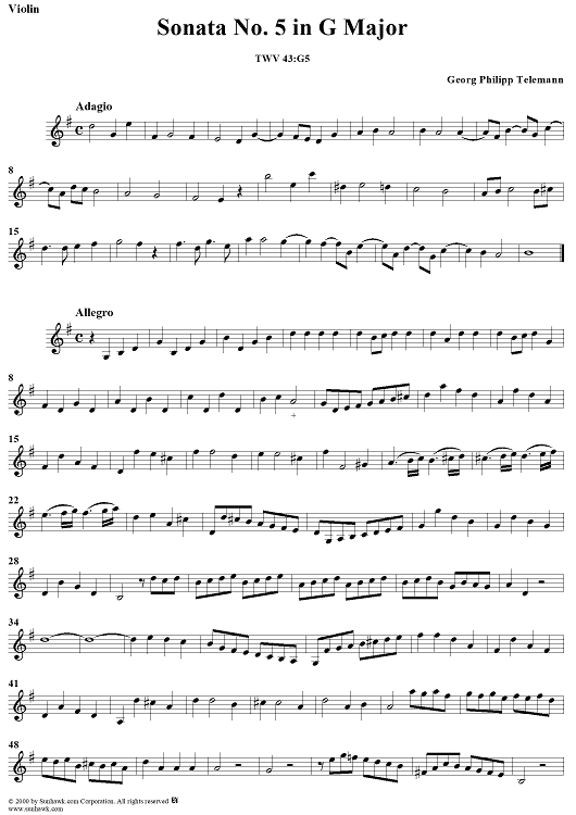 Sonata No. 5 in G Major - Violin