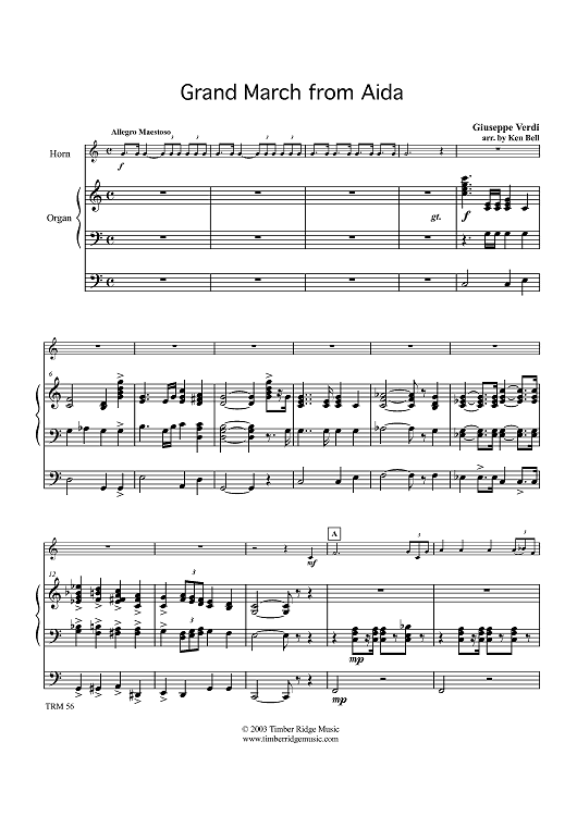Grand March from Aida - Organ Score