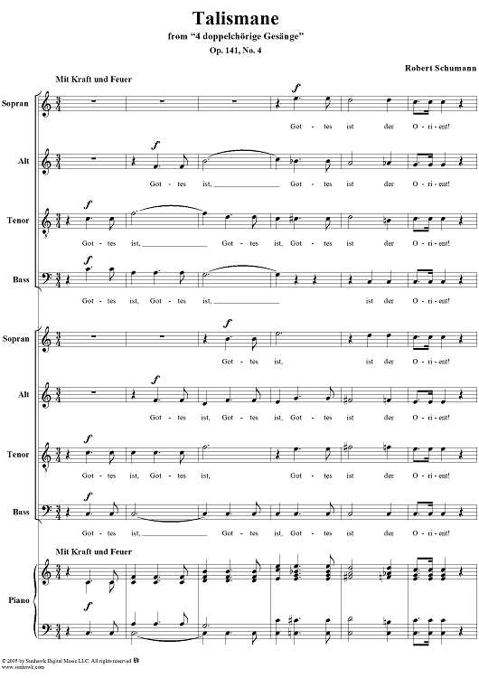 4 doppelchörige Gesänge, Op. 141: No. 4, Talismane