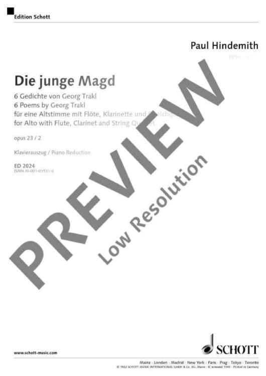 Die junge Magd - Score and Parts