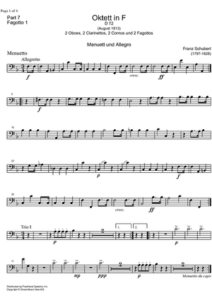 Octet F Major D72 - Bassoon 1