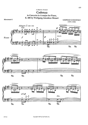 Movement 1 (Cadenza to Concerto in A major for Piano, K. 488)