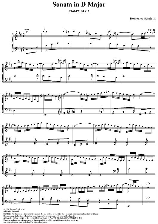 Sonata in D major - K161/P216/L417
