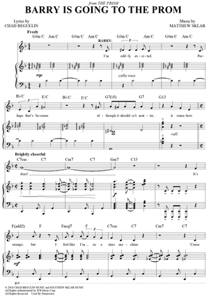 strapless open back dress Barry Is Going To Prom - from The Prom" Sheet Music for Piano/Vocal/ Chords