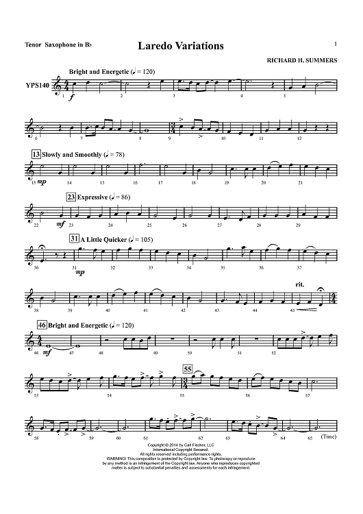 Laredo Variations - Tenor Sax