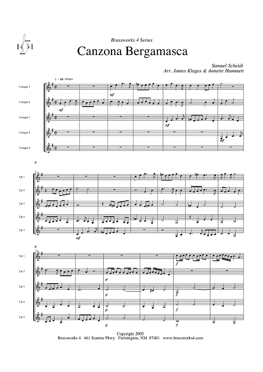 Canzona Bergamasca - Score