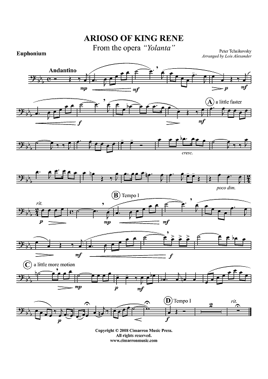 Arioso of King Rene - Euphonium BC/TC