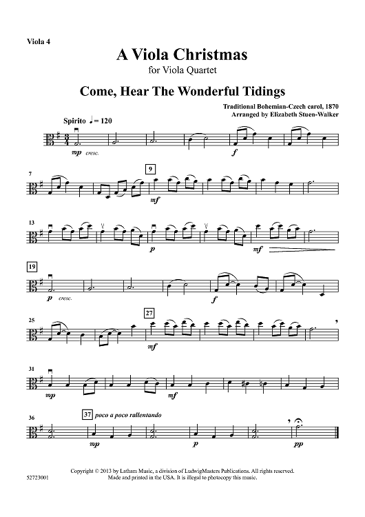 A Viola Christmas for Viola Quartet - Viola 4
