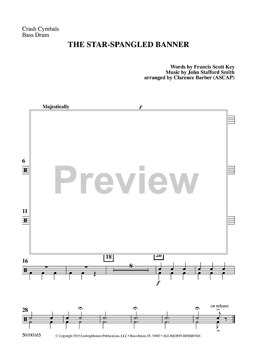 The Star-Spangled Banner - Crash Cymbals, Bass Drum