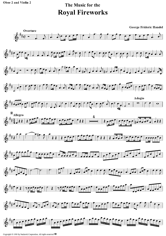 Music for the Royal Fireworks - Oboe 2/Violin 2