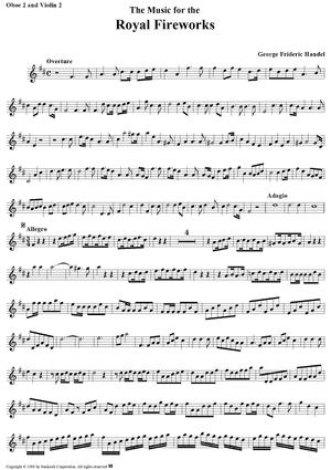 Music for the Royal Fireworks - Oboe 2/Violin 2