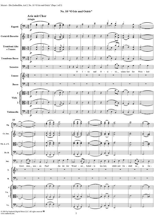 "O, Isis und Osiris" (aria and chorus), No. 10 from  "Die Zauberflöte", Act 2 (K620) - Full Score
