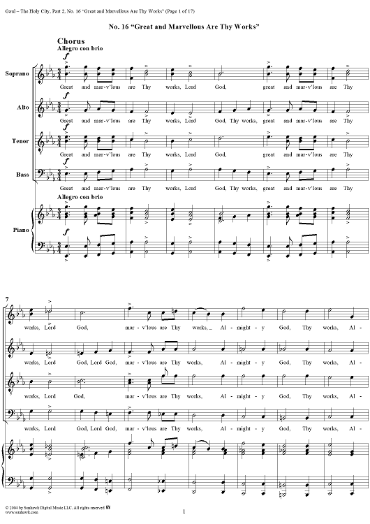 The Holy City: Part II. "Adoration", No. 16, Great and Marvellous Are Thy Works