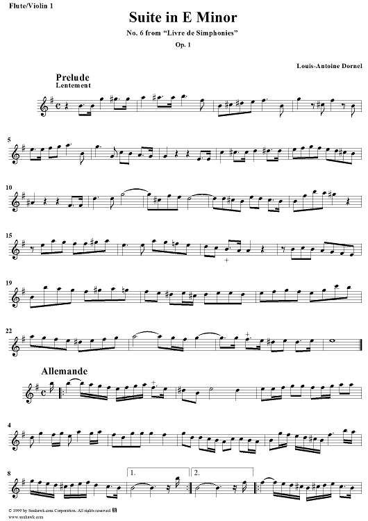 Suite in E Minor Op. 1, No. 6 - Flute 1/Violin 1